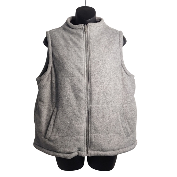 Lauren Ralph Lauren Women's Gray Reversible Fleece Vest Zip Up Size Small - Picture 2 of 7